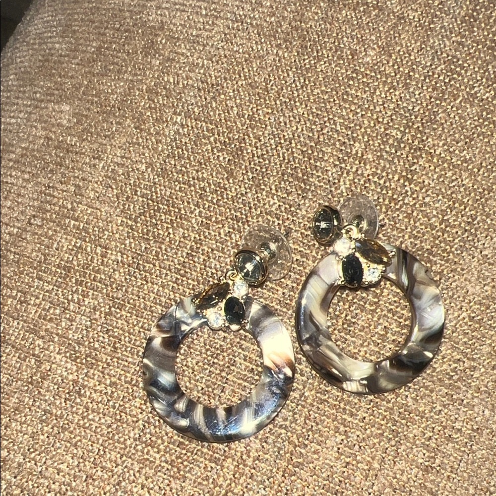 LOFT Marble Patterned Earrings with Gold Accents